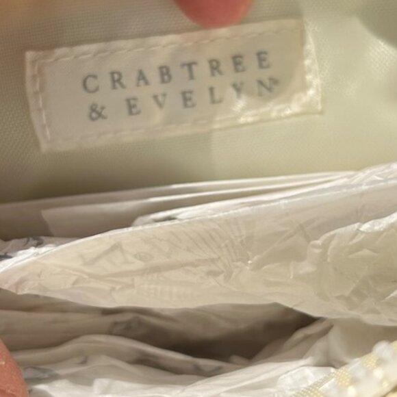 crabtree & Evelyn powder blue woven zipper pouch makeup case bag NEW - Picture 2 of 6